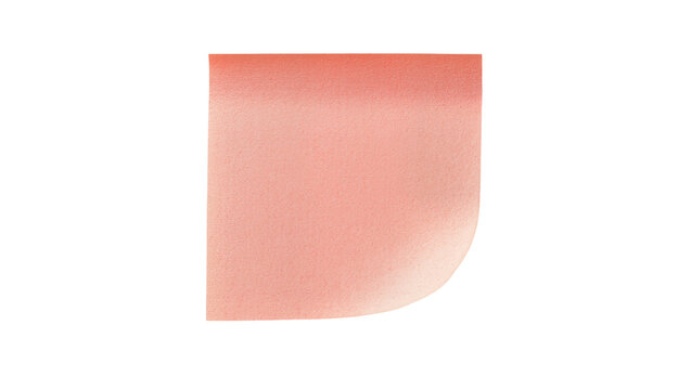 Single pink sticky note with rounded corner, isolated on transparent background