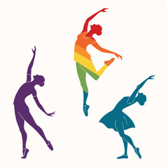 Ballet dancers silhouettes in graceful classical poses. © Md.Belal