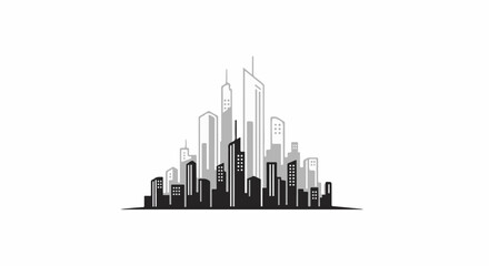 Fototapeta premium A minimalist line art silhouette of a modern city skyline
