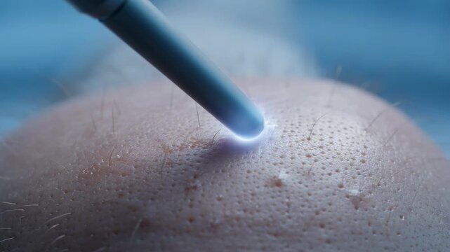 Close-up of Acupuncture Needles Inserted in Human Skin During Treatment Session