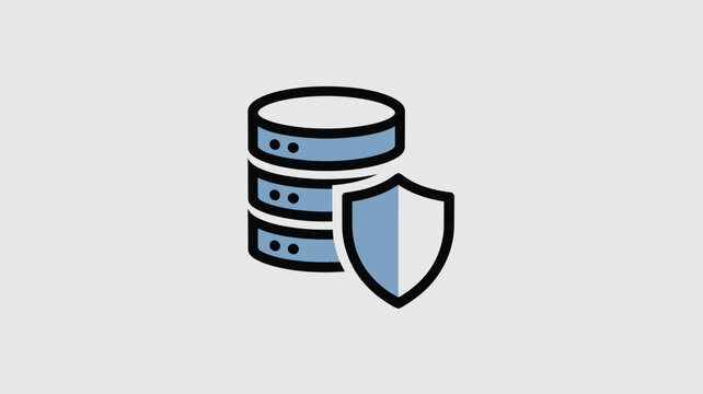 Cybersecurity Shield Server Database Icon for Data Protection and Secure Network Infrastructure
