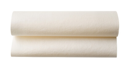 Obraz premium Rolled beige felt fabric sheet folded in half, isolated on transparent background