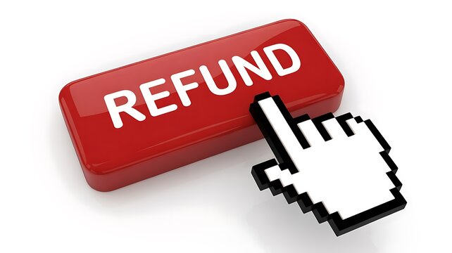 Refund button, return policy, customer service, ecommerce concept