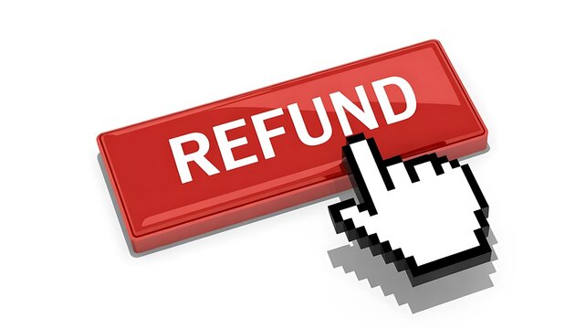 Refund button, return policy, customer service, ecommerce concept, web icon
