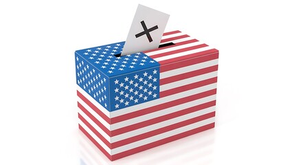 Fototapeta premium American flag ballot box, voting box, US election, democracy symbol