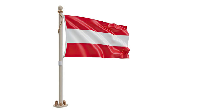 Austrian Flag Waving on a Flagpole