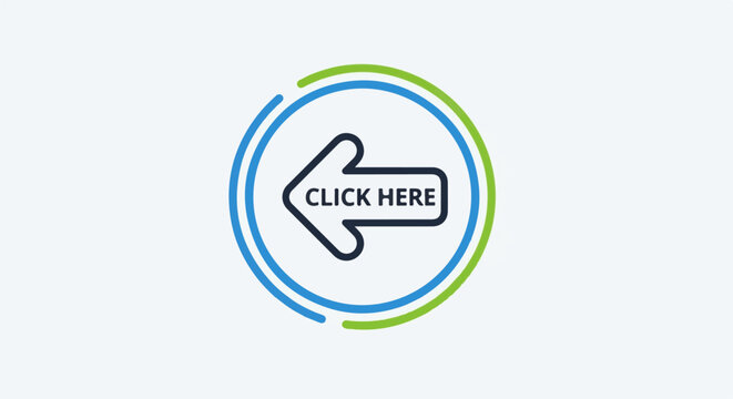 A simple graphic displays a left-pointing arrow with "CLICK HERE" text