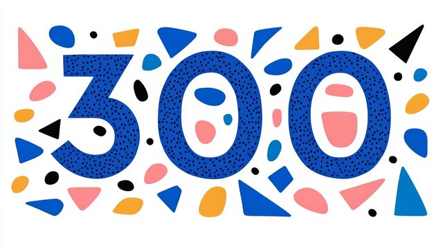 Vibrant Celebration of a Special 300th Anniversary with Colorful Confetti and Simple Shapes Design