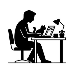 Fototapeta premium silhouette of a man working on laptop