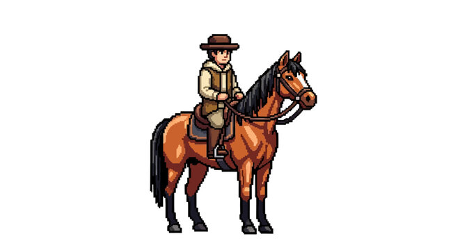 Man Riding Brown Horse.