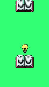 Idea blub icon Book Knowledge symbolic green screen.