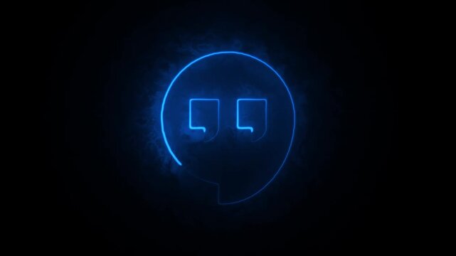 Neon quote marks a visual exploration of communication and expression in a dark futuristic aesthetic