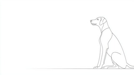 Fototapeta premium Adorable Cartoon Style Labrador Retriever Sitting on a White Surface, Line Art Design for Pet Lovers