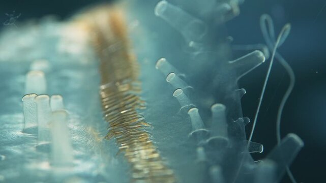 Extreme close up of Leucothea multicornis showing ciliary combs and sensory protrusions