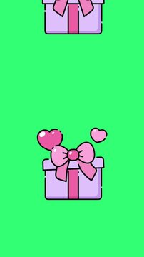 Hearts gifts box valentine day special gift icon on green background.