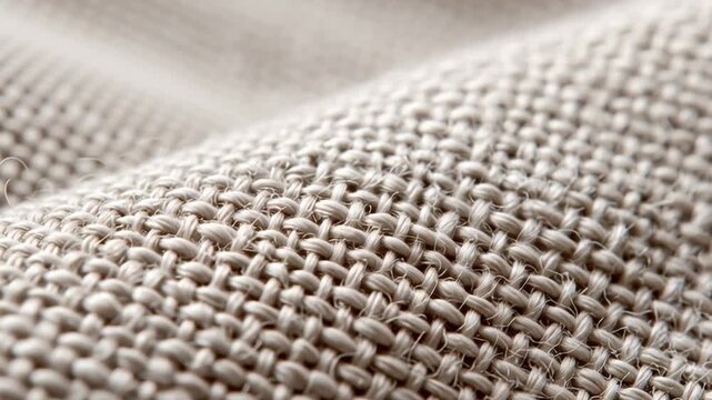 Close up view of a woven fabric texture that highlights the intricate patterns and details. The light creates shadows and emphasizes the threads used in the material's design.