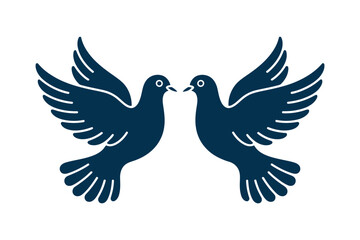 Obraz premium Doves kissing silhouette, romantic love and peace symbol.