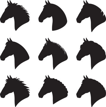 Horse head vector silhouettes