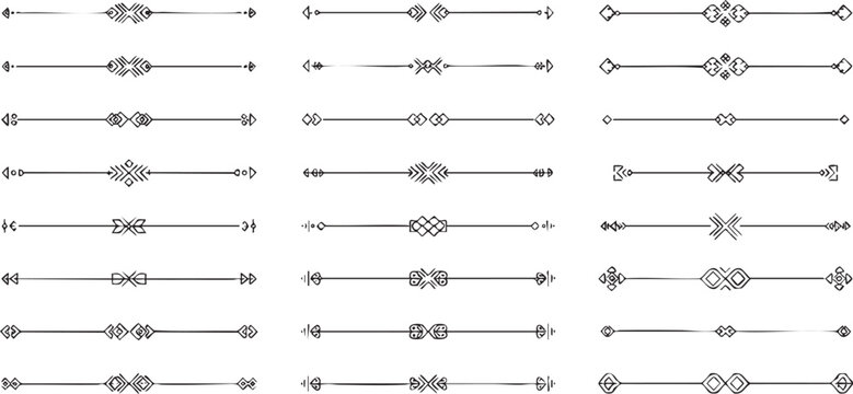Abstract decorative dividers with arrows and diamond shapes.