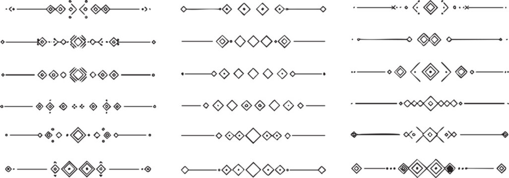Hand drawn decorative dividers with diamond and dot patterns.