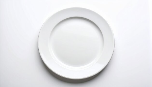 Clean White Empty Dinner Plate on White Background