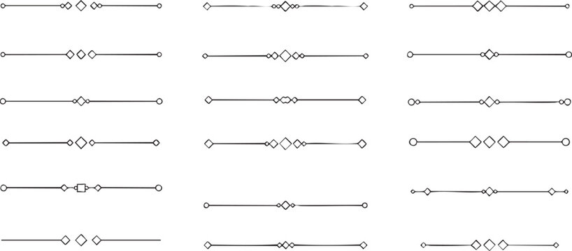Set of simple linear dividers with rhombus shapes.