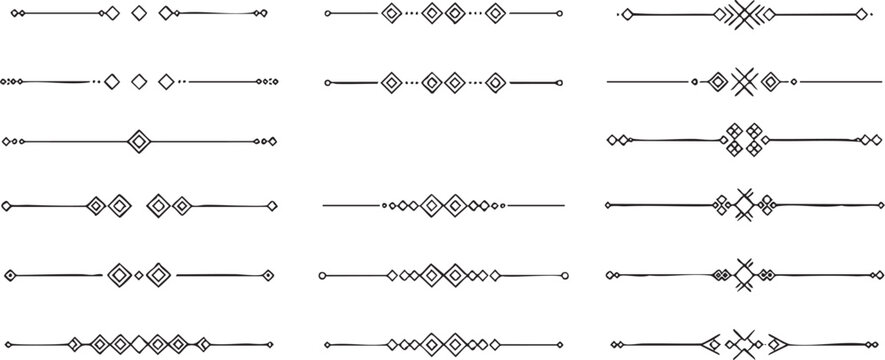 Decorative borders and dividers set on transparent background.
