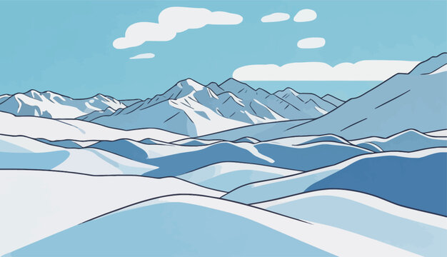 Snowy Mountain Range with Clear Blue Sky