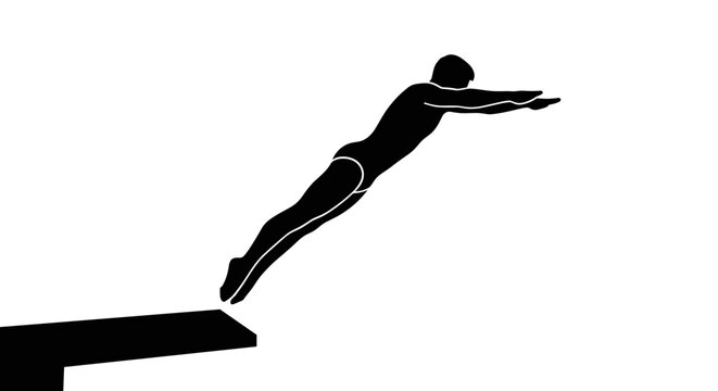 Man jumping off diving board.