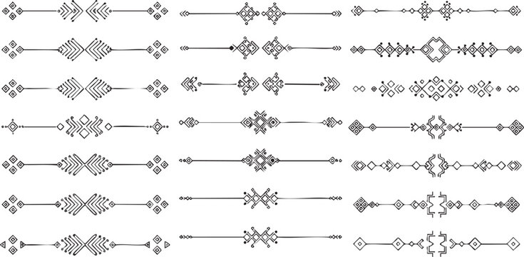 Ethnic tribal decorative line borders collection.