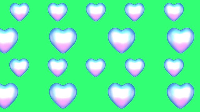 vector illustration of a hearts motion animation green screen.