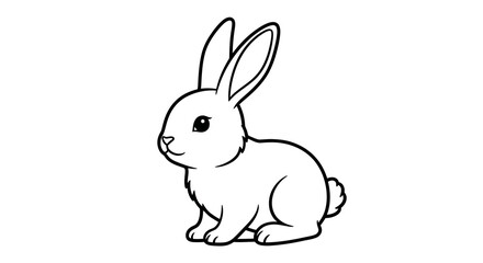 Fototapeta premium Cute Sitting Rabbit Vector Illustration, Simple Minimalist Line Art Drawing for Kids Coloring Page or Nursery Decor Graphic Design