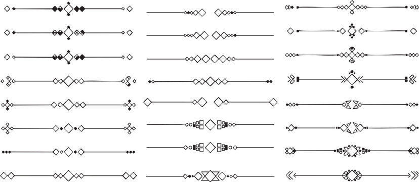 Geometric dividers and borders with diamond shapes.