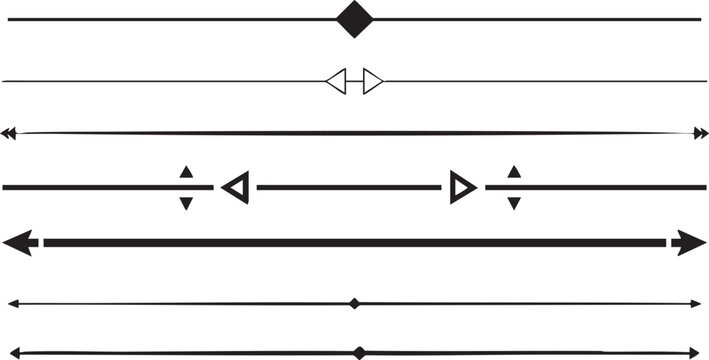 Set of black line text dividers collection vector design.
