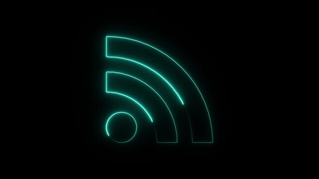 Neon rss feed icon a glowing symbol for web syndication and content updates