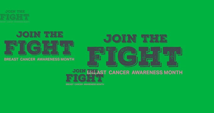 Digital animation of multiple join the fight text banners against black background