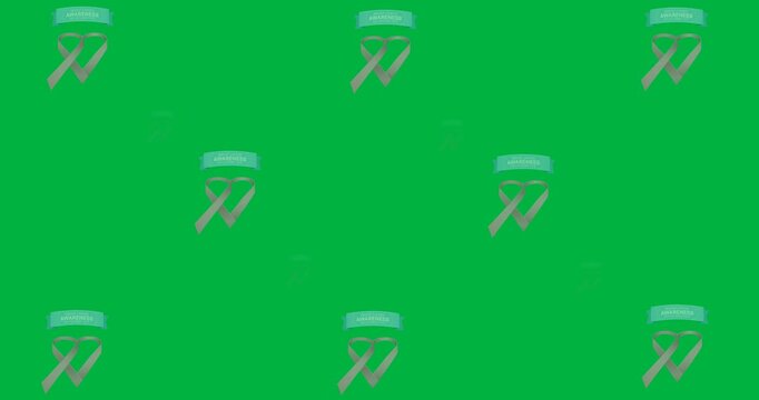 Multiple breast cancer awareness text banners with pink ribbon heart icons against black background