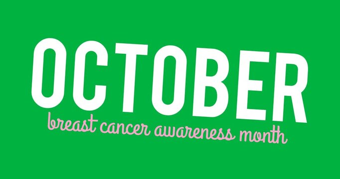 Digital animation of october breast cancer awareness month text banner against black background