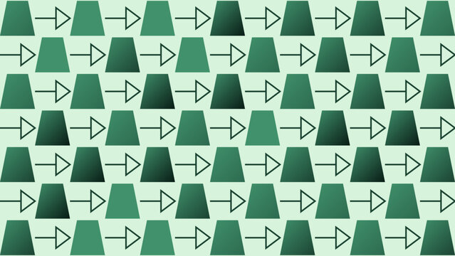 Green Geometric Pattern with Arrows and Trapezoids Vector