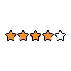 Fototapeta premium Four orange stars and one white star in a row