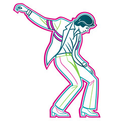 Naklejka premium Dancer in suit with outline art style.