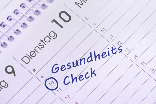 In einem Kalender ist ein Termin vorgemerkt f&uuml;r Gesundheitscheck