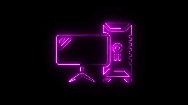 Neon glowing computer setup a modern aesthetic for gaming and digital workstations