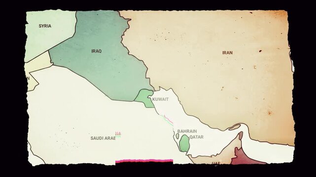 US fighter jets and Iranian missiles fly over torn map texture 4k video overlay for media easy to cutout. US Iran ceasefire negotiations going. Middle East geopolitical tensions. Stop war.