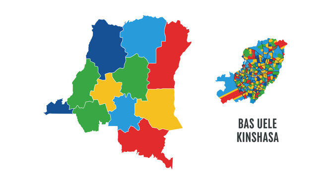 Democratic Republic of the Congo Map Vector Illustration with Regional Administrative Districts and Colorful Stylized Geographic Data Visualization Graphic