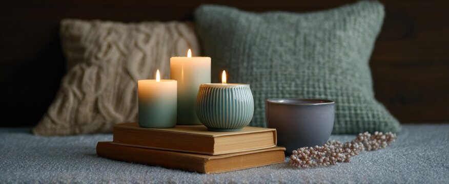 A tranquil nook with candles inspires daily mindful rituals.