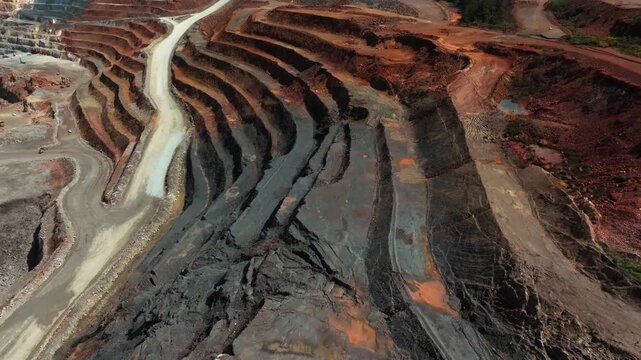 Aerial view of Rio Tinto open-pit mine in Spain