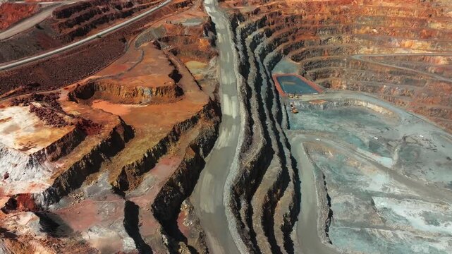 Aerial view of Rio Tinto open-pit mine in Spain