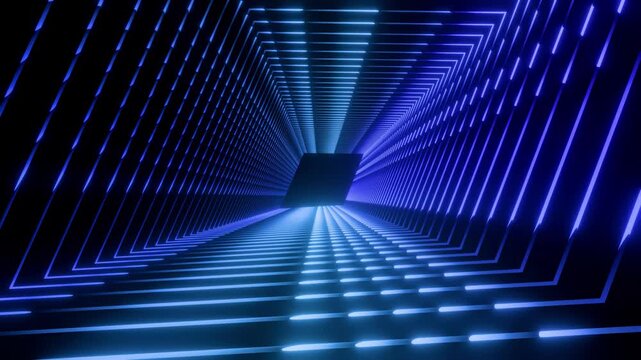 Abstract neon tunnel background, Data flow in cyberspace