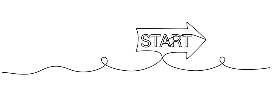 Start arrow pointing right on continuous line background. No editable stroke